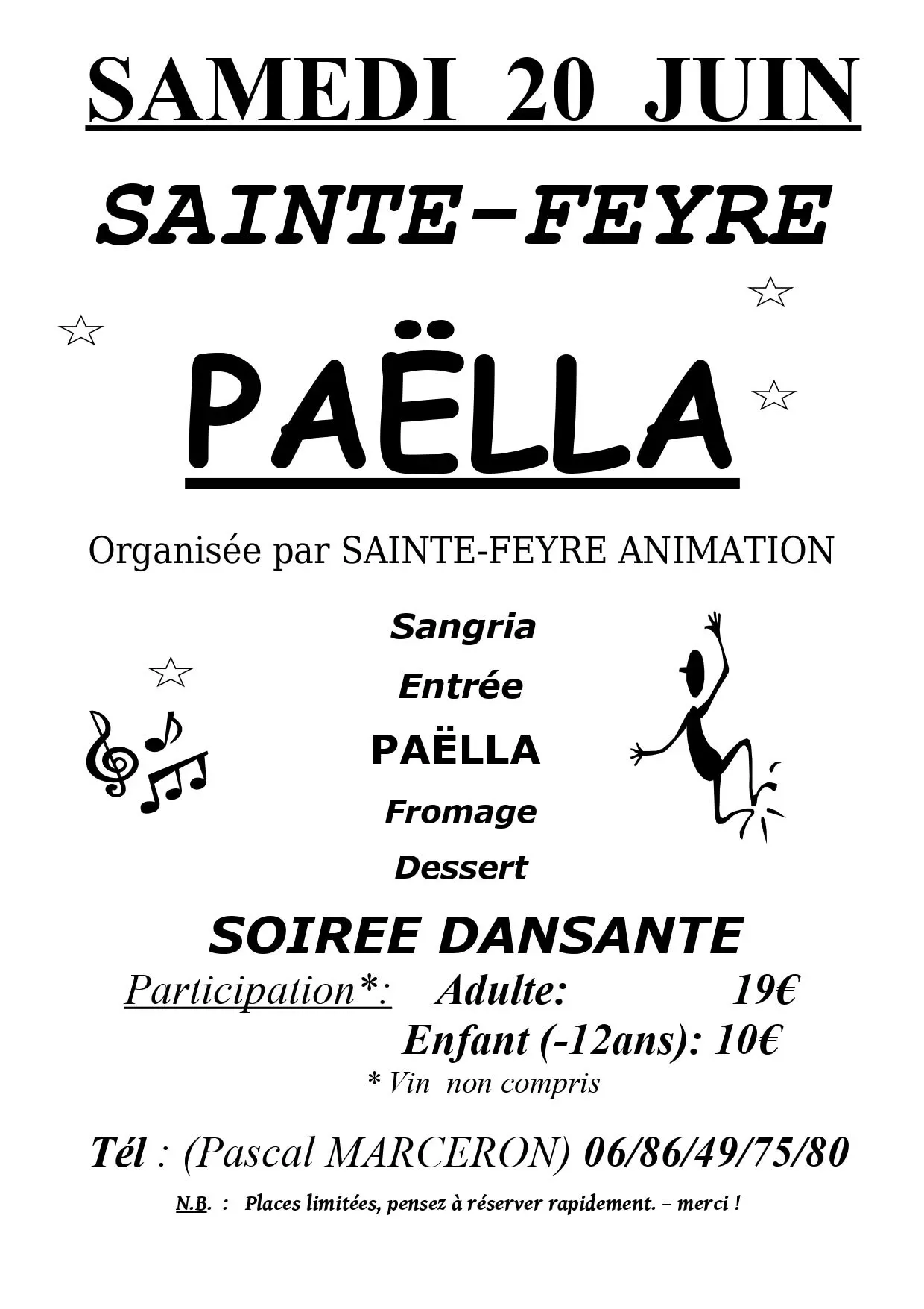 Repas paëlla SAINTE-FEYRE