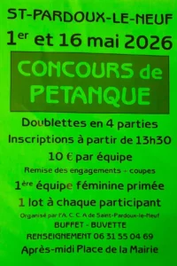 Concours de pétanque ST PARDOUX LE NEUF