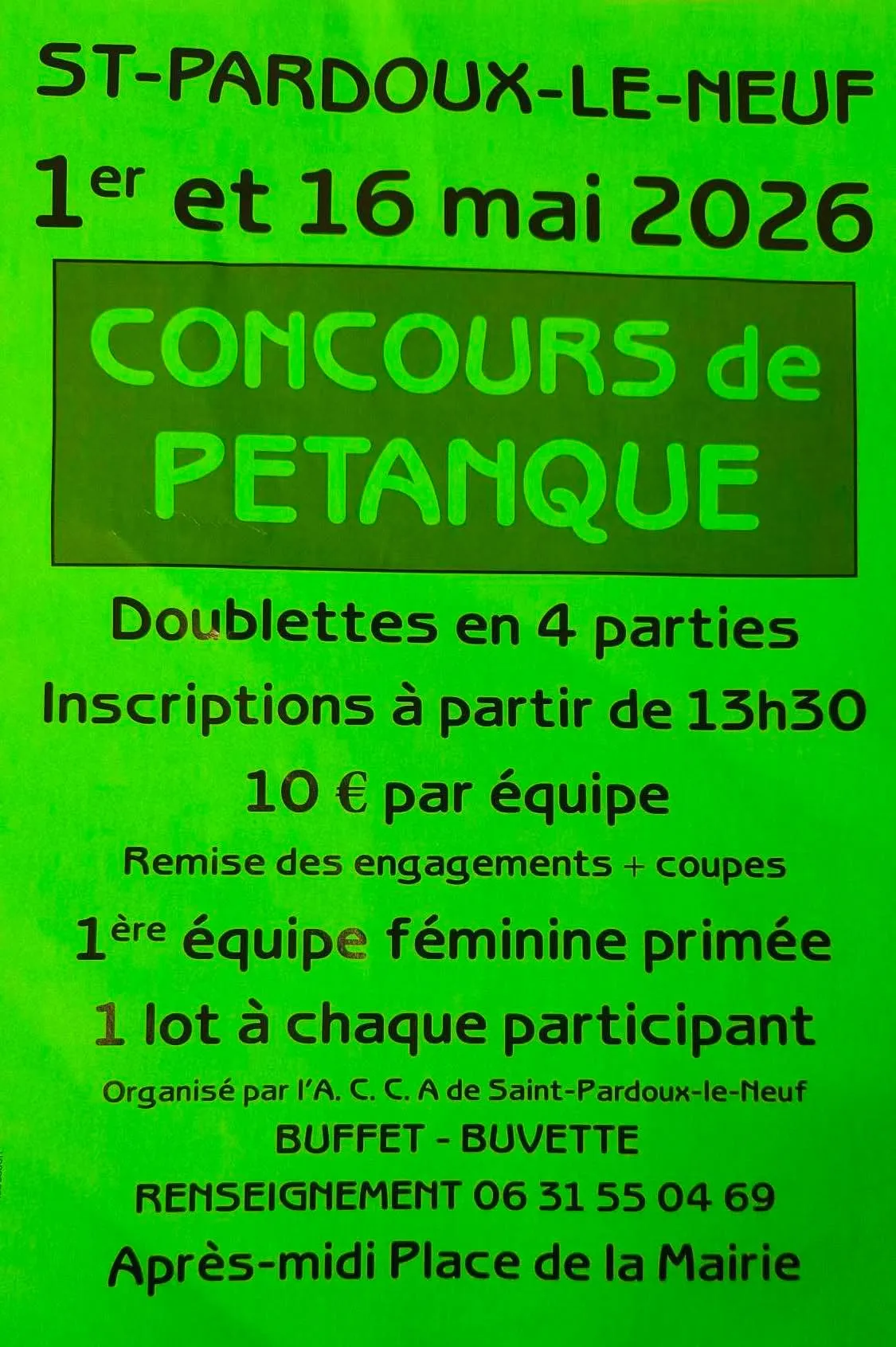 Concours de pétanque ST PARDOUX LE NEUF