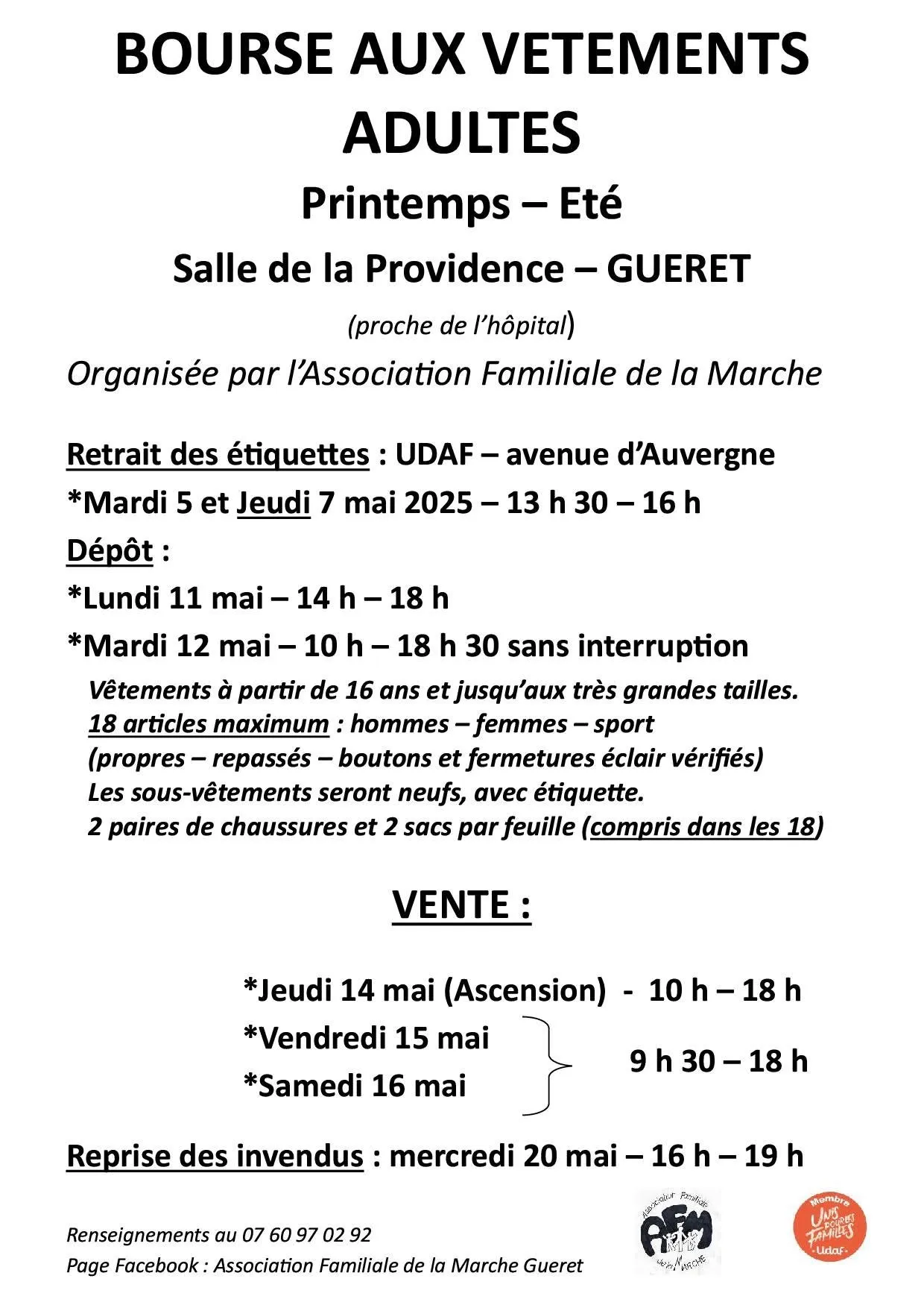 Bourse aux vêtements GUERET