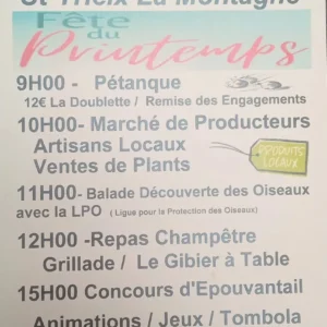 Fête du printemps ST YRIEIX LA MONTAGNE