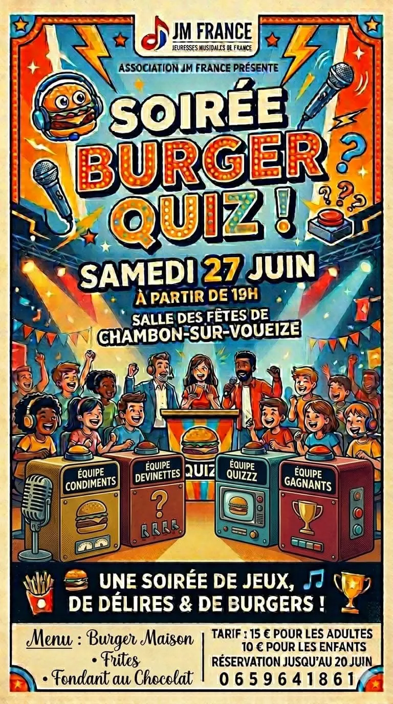 Soirée burger quiz CHAMBON SUR VOUEIZE