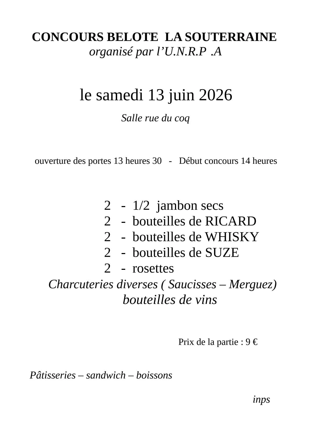 Concours De Belote LA SOUTERRAINE 1