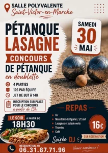 Concours de pétanque + repas ST VICTOR EN MARCHE