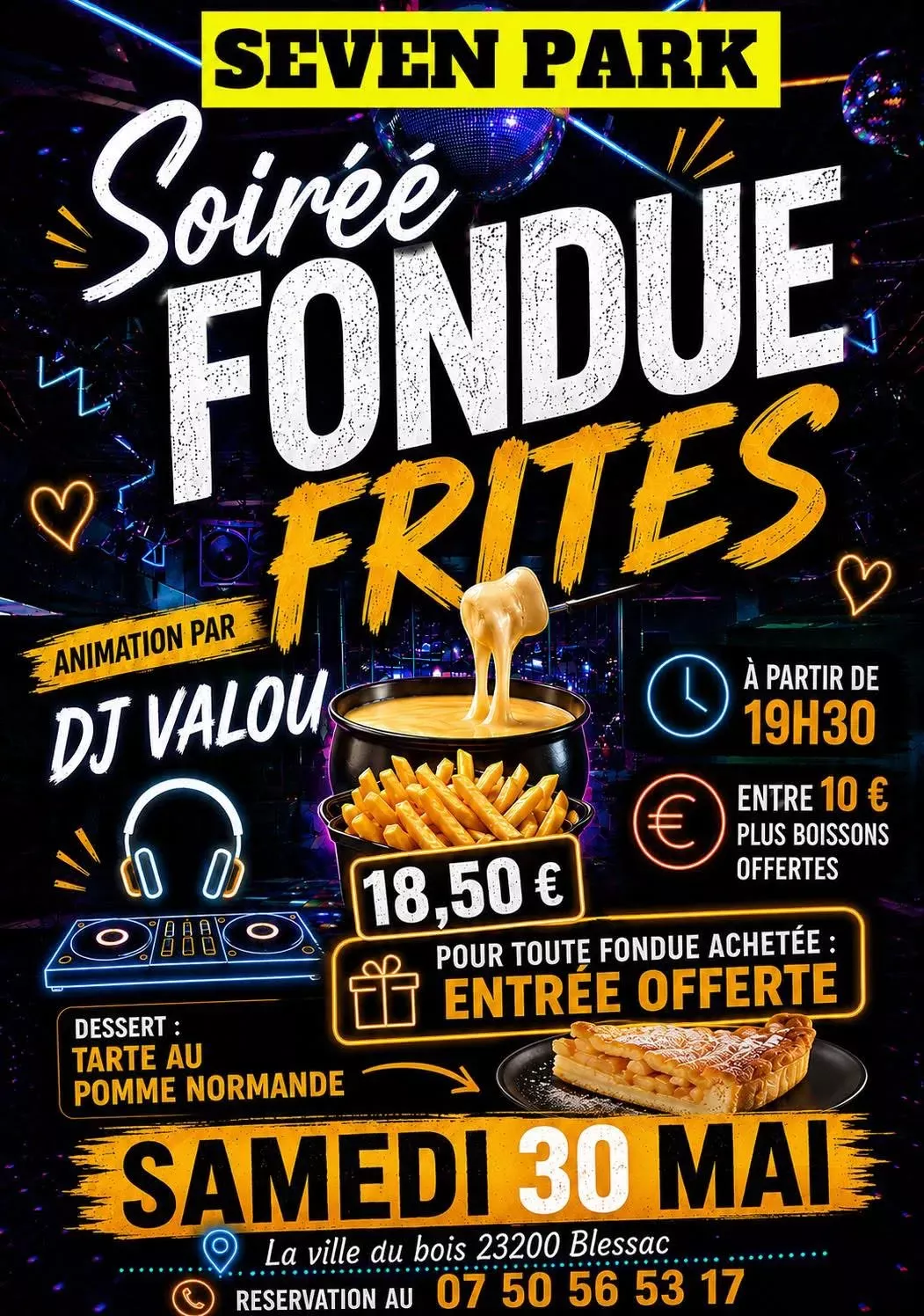 Soirée fondu-frites au Seven BLESSAC