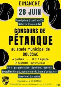 Concours de pétanque BOUSSAC