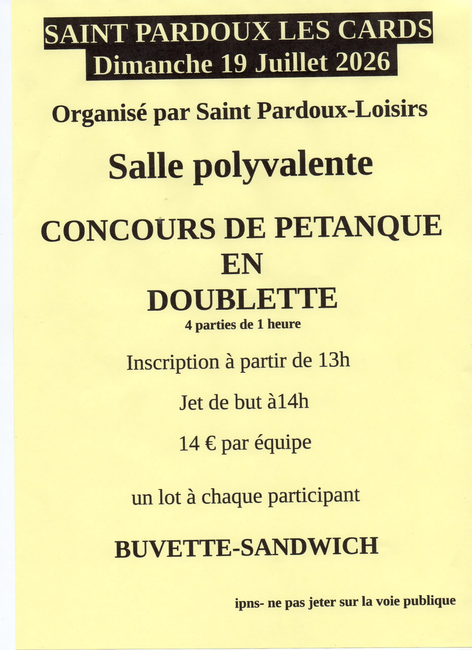 Concours De Petanque ST PARDOUX LES CARDS