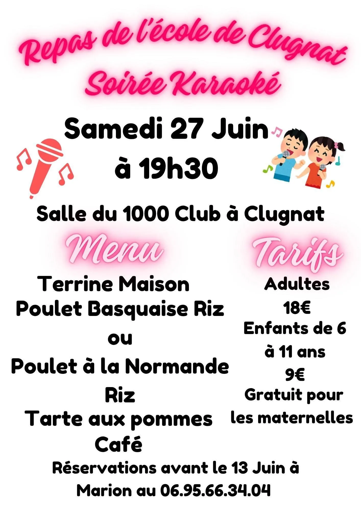 Repas karaoké CLUGNAT