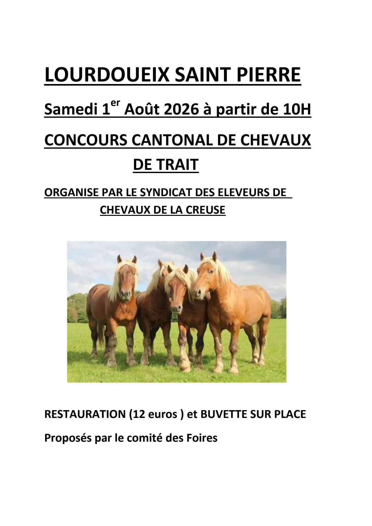 Concours de chevaux de trait LOURDOUEIX ST PIERRE