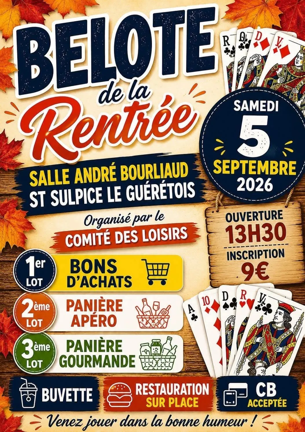 Concours de belote ST SULPICE LE GUERETOIS