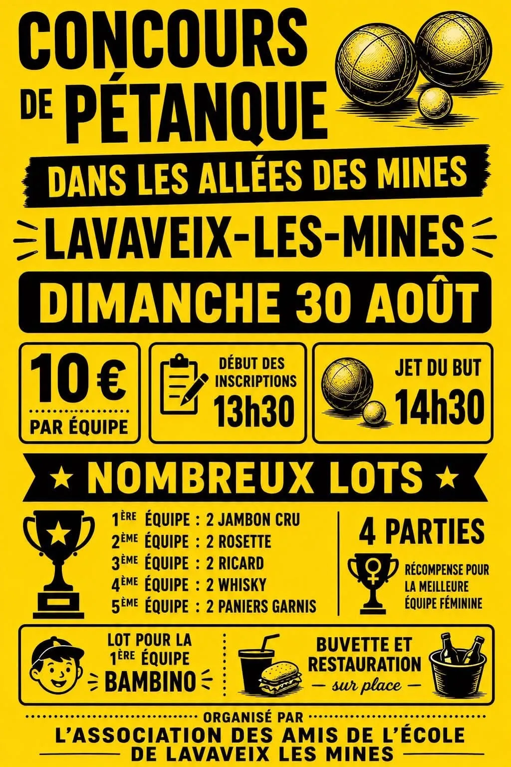 Concours de pétanque LAVAVEIX LES MINES
