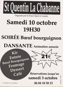 Soirée bœuf bourguignon ST QUENTIN LA CHABANNE